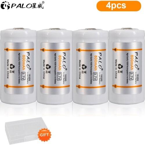 PALO CR123A RCR 123 ICR 16340 Battery 800mAh 3.7V Li-ion Rechargeable Battery For Arlo Security Camera L70