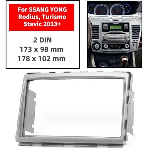 Double Din Radio Fascia for SSANG YONG Rodius/Turismo/Stavic 2013+ Panel Dash Mount Installation Trim Kit Face Gray Frame GPS