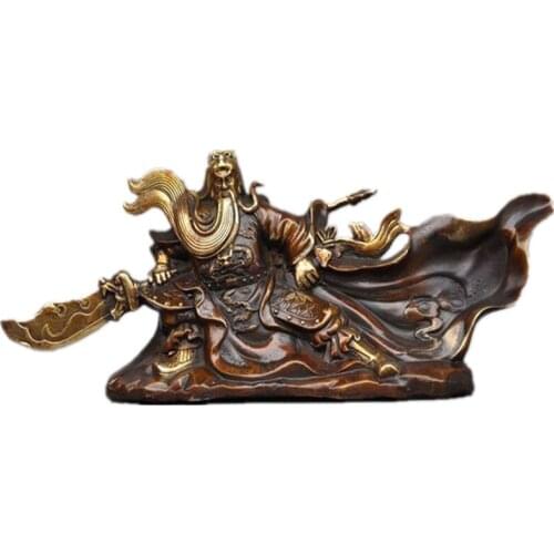 Christmas Old Chinese folk bronze gilt Generals dragon warrior guangong Guan Yu god statue halloween