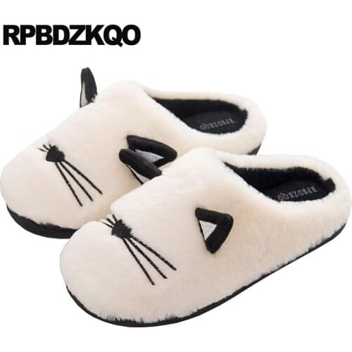 Faux Fur 44 Large Size Winter Slippers Slip On Slides Cartoon White Indoor Plush Home 11 Animal Women Ladies Slipper Big Shoes