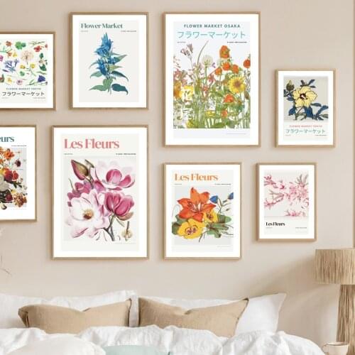 Nordic Posters And Prints Paris Tokyo Flower Market Vintage Plant Wall Art Canvas Painting Wall Pictures For Living Room Decor
