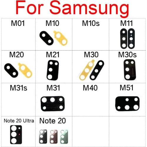 2pcs Rear Back Camera Glass Lens For Samsung M01 M10 M11 M20 M21 M30 M31 M40 M51 s Note 20 Ultra with Adhesive Sticker Parts