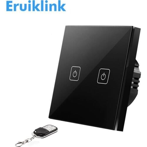 Eruiklink Remote Control Switch 1 Gang 2 Gang 1 Way EU Standard Touch Wall Switch White or Black RF433 Light Switch Smart Home