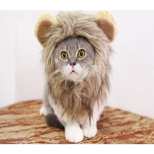 Funny Cute Kitten Cosplay Clothes Lion Shape Hat Mane For Cats Small Dog Christmas Costume Fancy Dress Cat Ears Pet Accessories