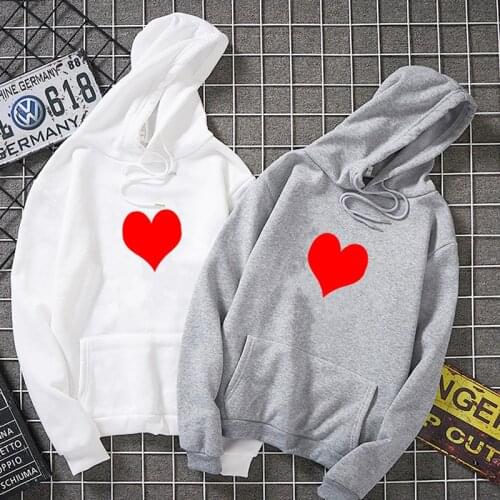Women Harajuku Sweatshirts Long Sleeve Hooded Hoodies Sweatshirts Heart Print Kawaii Hoodies Autumn Spring