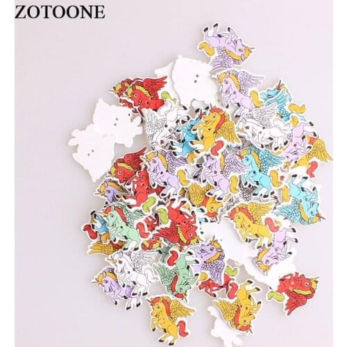ZOTOONE Cartoon Unicorn Wodden Buttons DIY Scrapbooking Craft Sewing Wood Buttons For Clothing Crafts Needlework Accessories A