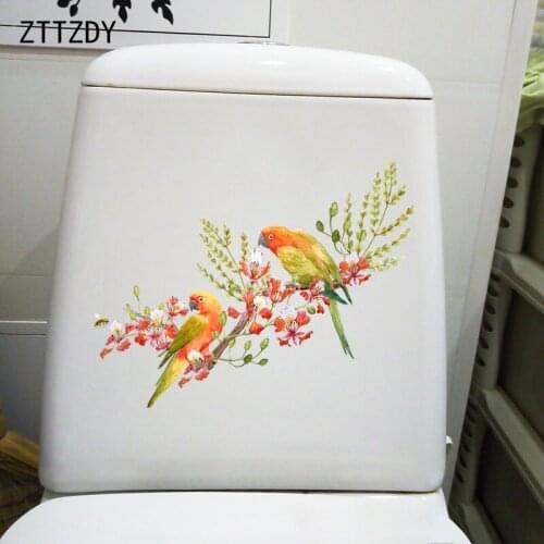 ZTTZDY 24.9CM×20.3CM Funny Parrot Cartoon Home Bedroom Wall Decoration Personality Toilet Sticker T2-0934