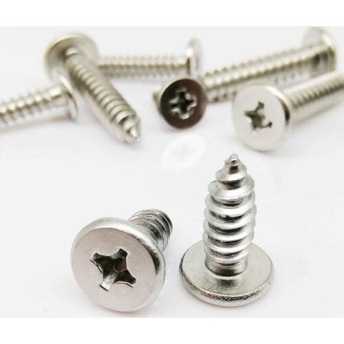 10/50X M2.6 M3 M4 M5 M6 304 Stainless Steel Cross Recessed Phillips Ultra Thin Super Low Flat Wafer Head Self Tapping Wood Screw