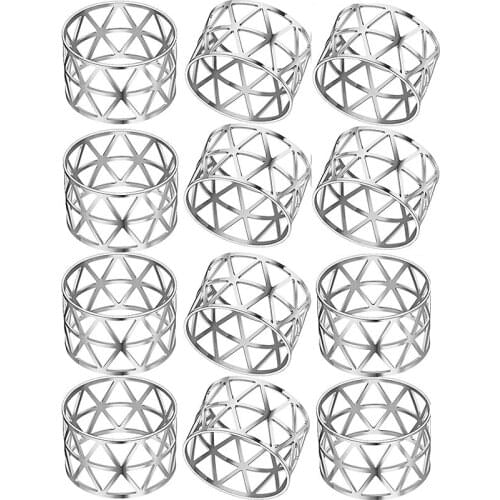 12Pcs Hollow Out Napkin Rings Holders Napkin Ring Serviette Buckle Holder Household Metal Napkin Holder Adornment