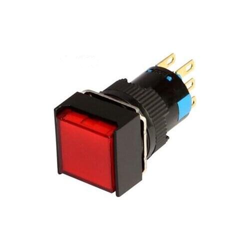 16MM Switch Automatic Reset square indicator 5A 220VAC DPDT (2a+2b not LED ) K16-222 DIP6 Top red colour new and original