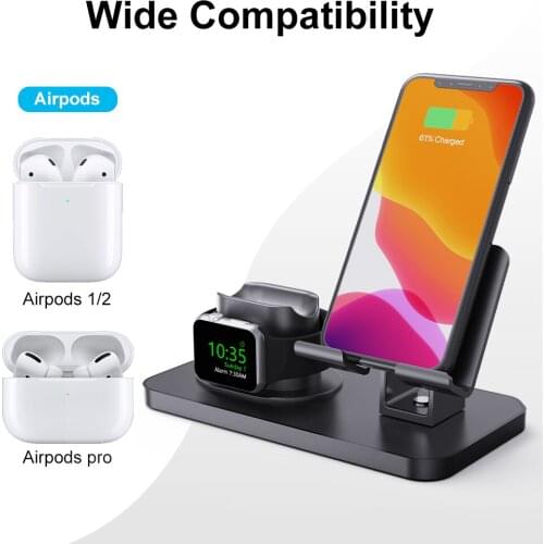 3in1 Charging Dock Holder For iPhone 11 12 Pro XR XS Max Silicone Charger Stand for Apple Watch AirPods Charging Station Docking