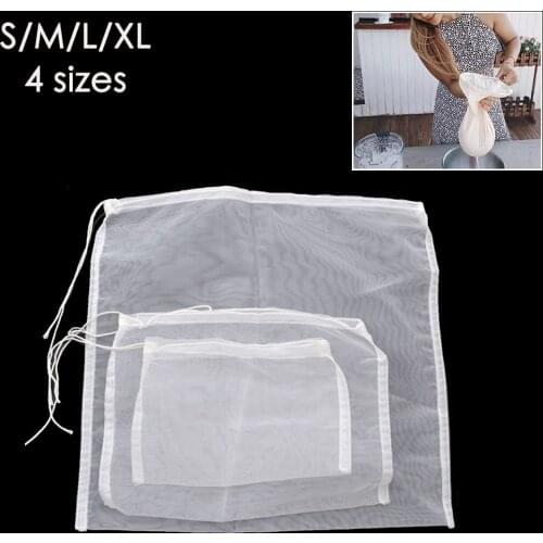 4 Sizes Practical Food Nut Milk Tea Fruit Juice Coffee Wine Nylon Mesh Net Strain Herb Liquid Filter Bag Kitchen Accessories