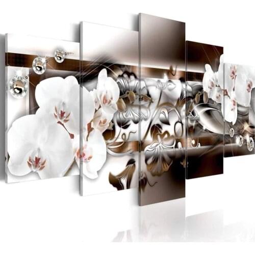 5pc Multi-picture Diamond Painting White Orchid Flower 5D DIY Diamond Embroidery Sale Flower Rhinestones Mosaic Craft Kit A661