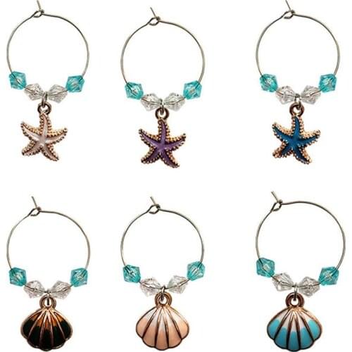 6Pcs Party Wine Glass Charms Rings Glass Drink Markers Tags (Assorted Color)