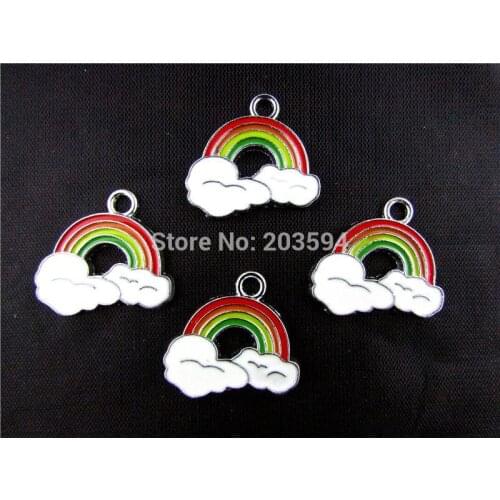 AE263 100Pcs Mix Color Alloy metal Enamel Rainbow Charms Pendants 23x21mm