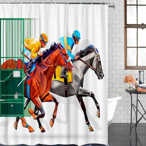 Arena Horse Racing Colorful Shower Curtain Polyester Fabric Bathroom Home Decor Waterproof Shower Curtains with Hooks