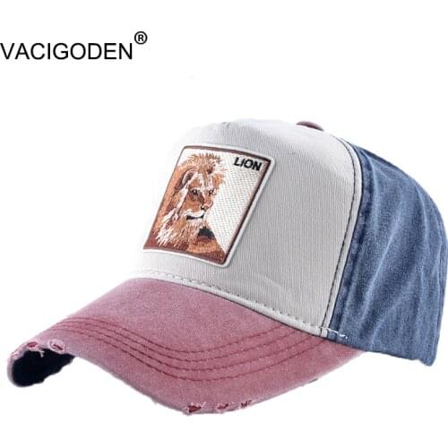 VACIGODEN Aniaml Embroidered Baseball Cap Wolf Hip-Hop Trucker Hats Tiger Men Women Snapback Cotton Fox Breathable Streetwear