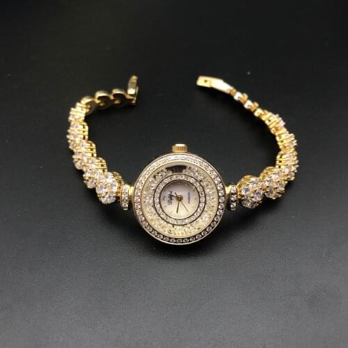 Elegant Fashion Women Full Crystals Jewelry Watches Luxury Rhinestone Bracelet Watch Waterproof Quartz Roman Wrist watch Lotus