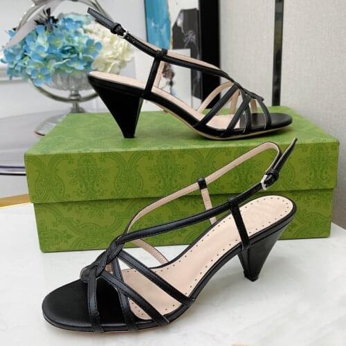 Italian gujia 21 high heel sandals, womens shoes, Crystal Diamond Sunflower, pointed, soft leather upper, box dust bag