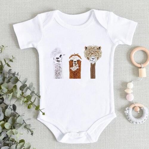 New Baby Girl Boy Aesthetic Harajuku Infant Romper Kawaii Alpaca Sloth Newborn Clothes Vogue Casual Ropa De Debe Cute Cartoon