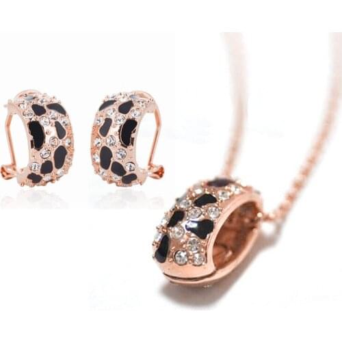 New Fashion Jewelry Set gold-color Crystal Necklace/Earring Top Quality Gift For Women