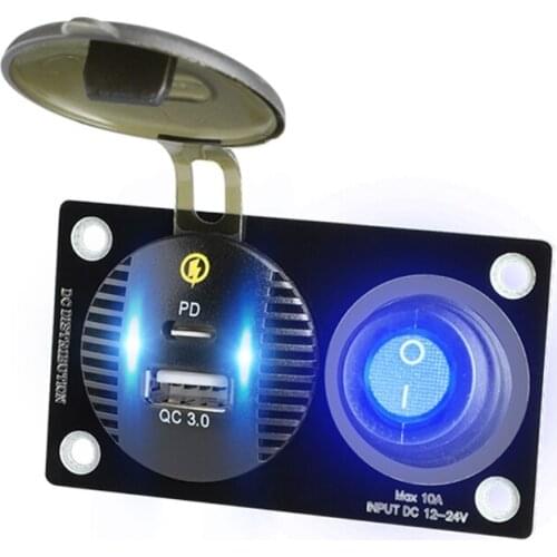 Fast Charging Modified Accessories PD Qc 3.0 Fast Charging with Switch Wiring Power Adapters Automobile Chargers