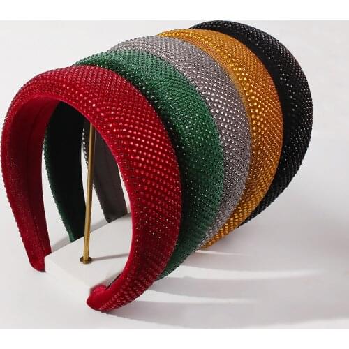 Padded Headband Thick Sponge Headbands Women Hair Accessories Full Rhinestone Crystal Hair Hoop Female Diamante Hair Jewelry