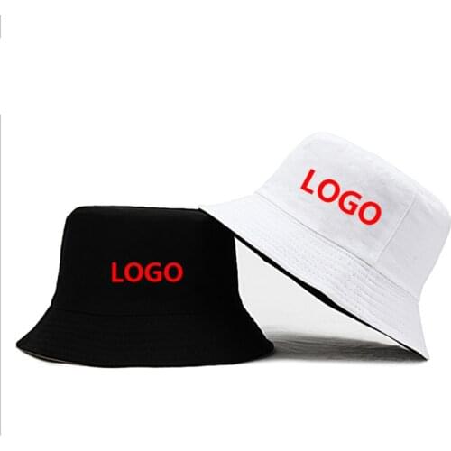 Custom Logo Blank Cotton Bucket Cap Adult Child Unisex Personalized Embroidery Print Logo Drop Shipping