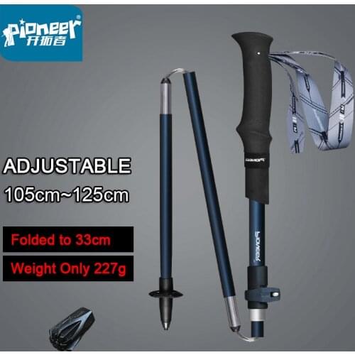 PIONEER 5-Section collapsible trekking pole Lightweight Portable hiking Walking Sticks Canes Carbon Fibre + Aluminum alloy
