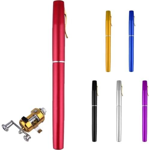 Portable Mini Telescopic Pocket Pen Ice Fishing Rod Fish Pole + Reel Combo Set
