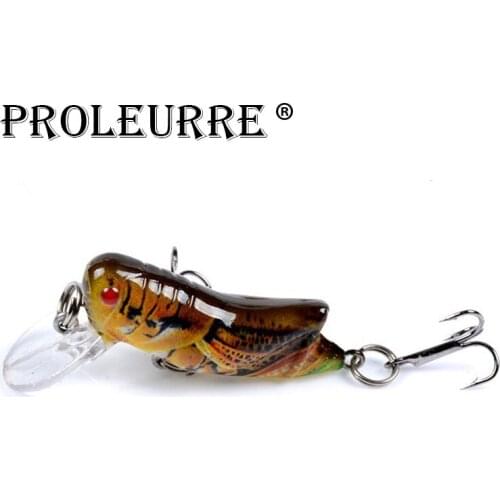 Proleurre Grasshopper Insects Fishing Lures 45mm 3.5g Artificial Baits Pesca Flying Fishing Wobblers Hard Crank Bait Tackle