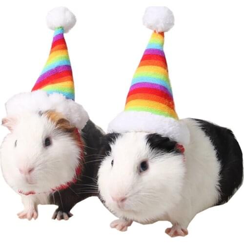 Christmas Pet Hat Santa Claus Hat Small Puppy Cat Dog Holiday Costume Hat Rainbow Cat Hat Pet Headband Pet Costume For Party