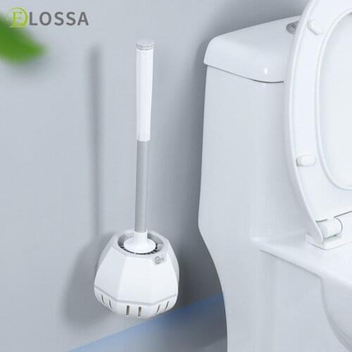 ELOSSA Punch-Free TPR Silicone Head Toilet Brush Wall-Mounted Quick Draining Clean Tool Household Bathroom Accessories Set