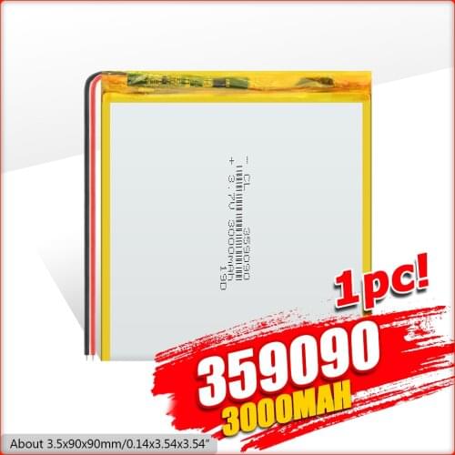 Special offer For dvd GPS navigation359090 3.7v 3000mah li po ion lipo rechargeable batteries 1/2/4Pcs lithium polymer battery