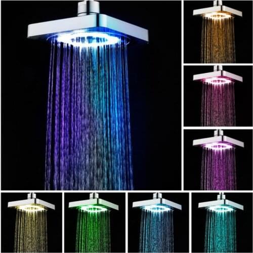 LED Shower Head 7 Color Changing Square Rainfall Bathroom Shower Tap Faucet Nozzle Head Large Rain Shower Head Replacement