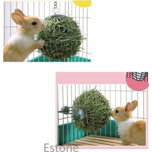 Stainless steel plating Sphere Treat Ball Guinea Pig Hamster Rat Rabbit Feed Dispenser Hanging Ball toy apr12_10