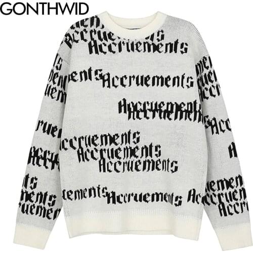GONTHWID Sweaters Streetwear Harajuku Pullover Knitted Sweater Harajuku Fashion Casual Hip Hop Knitwear Fashion Knit Tops