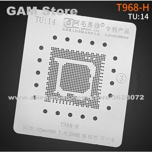 T968-H BGA Stencil For LCD TV CPU Chipset Reball IC Pins Amaoe Square Hole Soldering Tin Plant Net Heating Template TU14