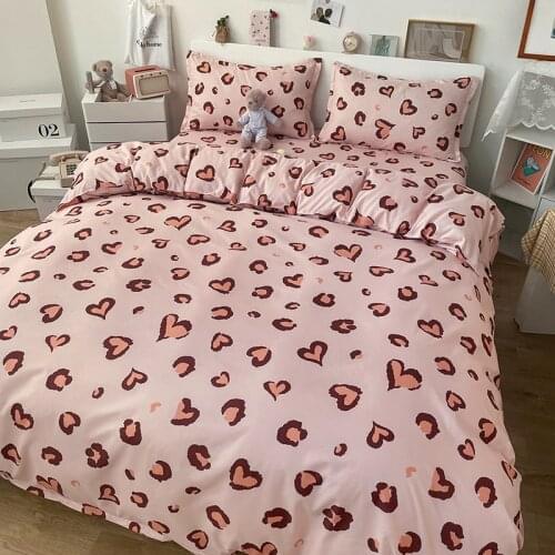 Heart-Shaped Leopard Print Pattern Bedding Set ,200x230 Duvet Cover Pillowcase 3pcs, King Size Duvet Cover,220x240 Quilt Cover