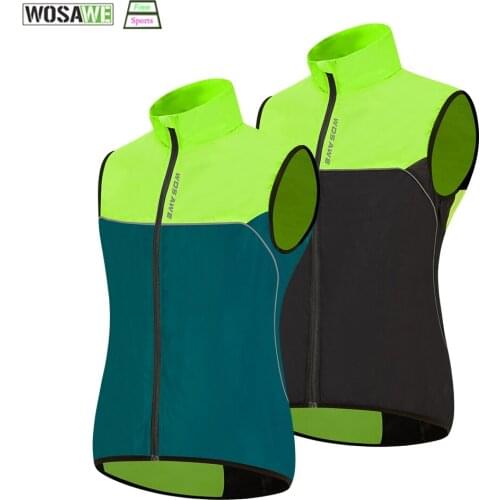 WOSAWE Summer Lightweight Cycling Vest Water Repellent Elastic Windbreak Windstopper with Zipper Pocket Reflective Bike Clothing