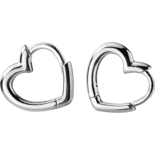 925 Sterling Silver Heart Small Hoop Earrings For Women Ladies Ear Rings Clip Simple Round Circle Earrings Fashion Jewelry