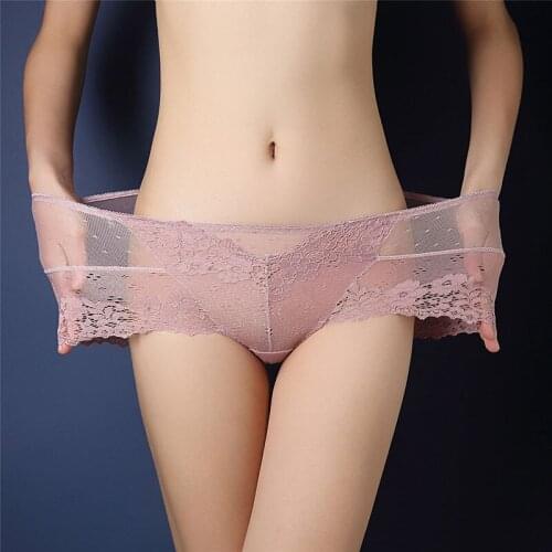 Womens High Waisted Sexy Lace Underwear Traceless Comfortable Breathable Flower Hollowed Out Briefs Cotton Crotch