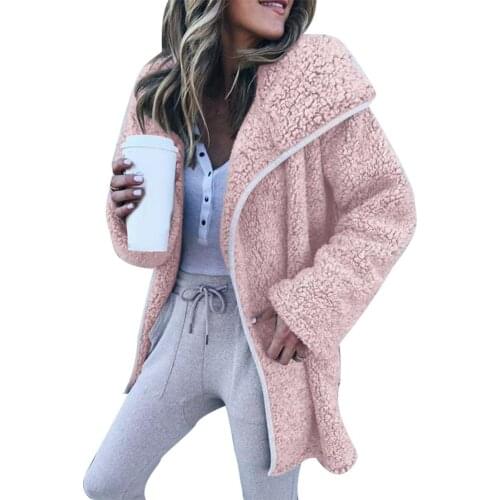 Plus Size Winter Women Jacket Solid Color Thick Fleece Lapel Long Sleeve Mid-length 2020 Long Women Coat Outwear женская куртка