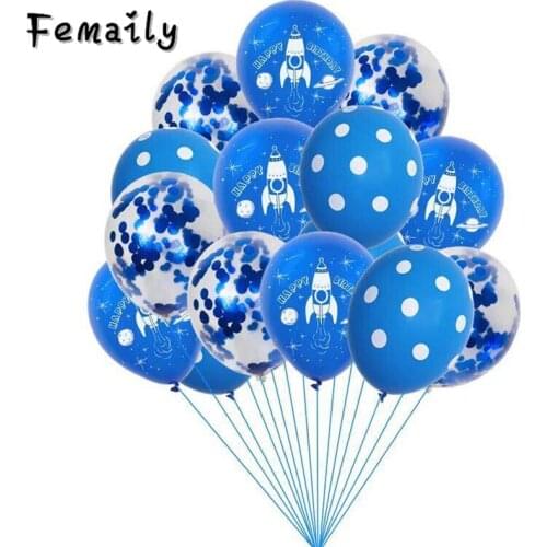10pcs 12inch space astronaut rocket balloon package wave point confetti balloon combination birthday theme party decoration