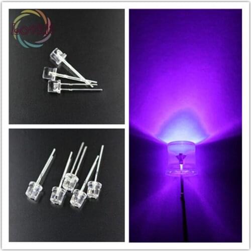 1000pcs 5MM Flat Top Purple led Wide Angle High Quality 5mm Ultra Bright LEDs light Emitting Diodes Electronic Components Retail