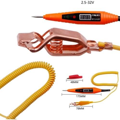 2.5 32V Spring Line Car Digital LCD Electric Voltage Tester Pen Probe Detector Tester For Motorcycle Automotive Testing Tools