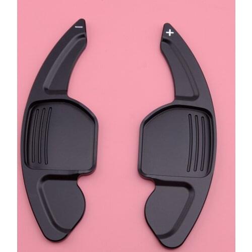 2pcs Black Aluminum Alloy Steering Wheel Shift Paddle Gear Shifter Extension Black Fit for Audi TT Q7 R8 A6 S4