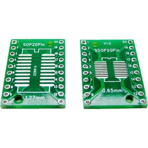 20pcs SOP20 SSOP20 TSSOP20 to DIP20 Pinboard SMD To DIP Adapter 0.65mm/1.27mm to 2.54mm DIP Pin Pitch PCB Board Converter