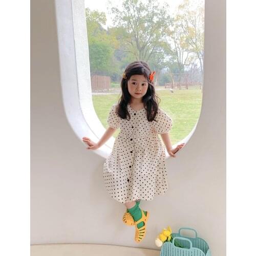 MILANCEL 2021 Summer New Girl Dress Korean Dot Short Sleeve O-Neck Clothes