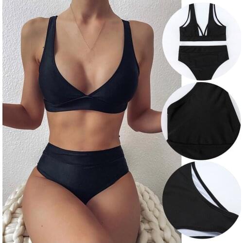 2021 Sexy Solid Swimsuit Women Bikini Push Up Swimwear Vest Bikini Set Brazilian Beachwear Two Piece Bather Bathing Suit Biquini